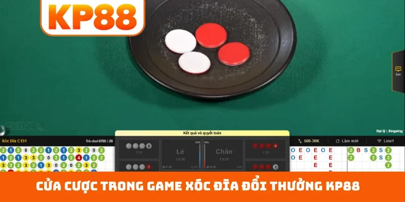 Cửa cược trong game xóc đĩa đổi thưởng KP88