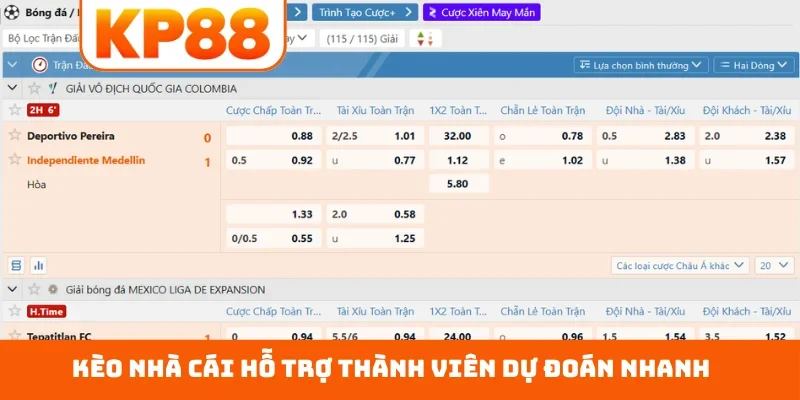 Kèo nhà cái hỗ trợ thành viên dự đoán nhanh