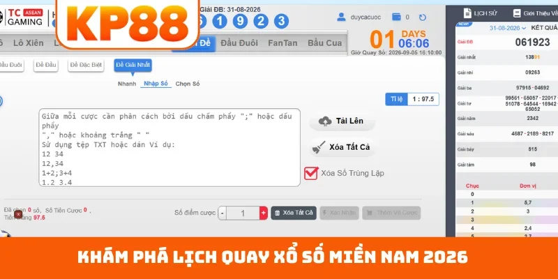 Khám phá lịch quay xổ số miền Nam 2026