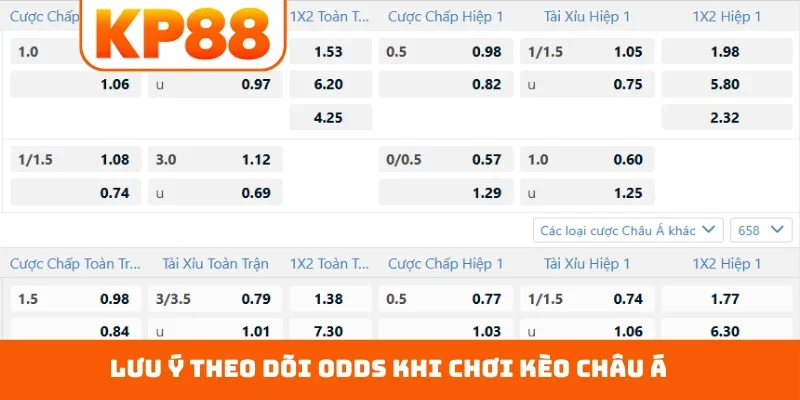 Lưu ý theo dõi odds khi chơi kèo châu Á