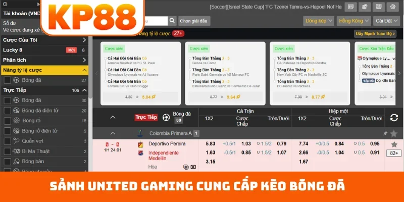 Sảnh United Gaming cung cấp kèo bóng đá