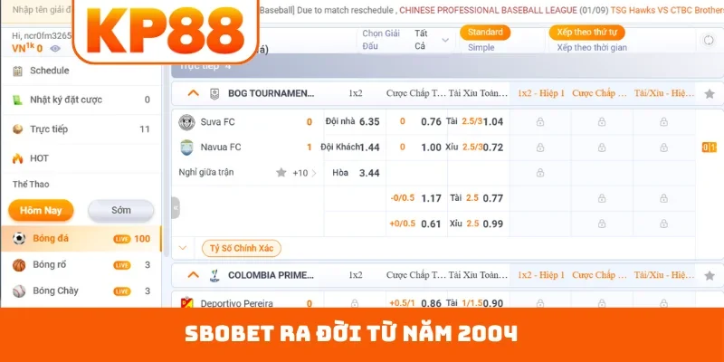 SBOBET ra đời từ năm 2004